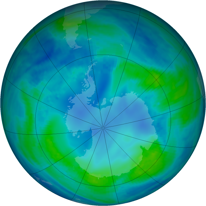 Antarctic ozone map for 03 May 2000
